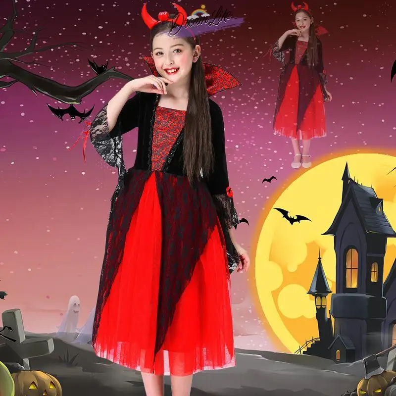

Halloween Children's Costume Princess Dress Girl's Outfit Boy's Death God Terroristic Performance Clothes