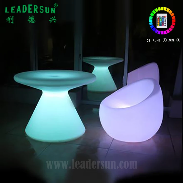 Modern mobile bar furniture set LED luminous round coffee table