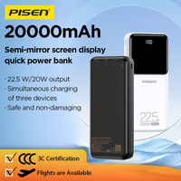 PISEN Quick 22.5W 20000mAh Power Bank - Triple Port Fast Charger with Safety Protection & LED Display for iPhone/Android