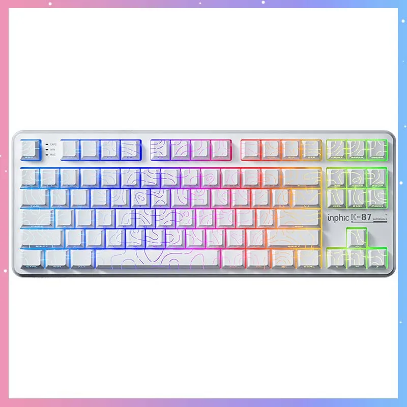 K87 Gaming Mechanical Keyboard Tri-Mode BT/2.4GWired 8000MAh Gasket Hot-Swappable Full-Key RGB Backlit Office E-Sports Keyboard