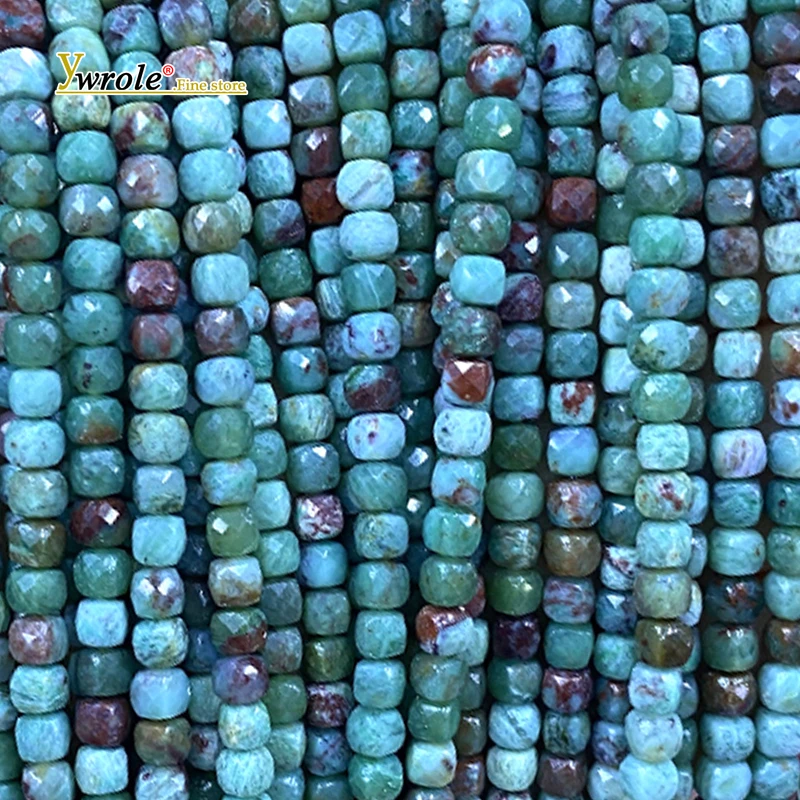 Faceted Square 4-5mm Natural Stone Gem Phoenix Jasper Loose Spacer Beads for Jewelry Making Diy Bracelet Charms Accessories