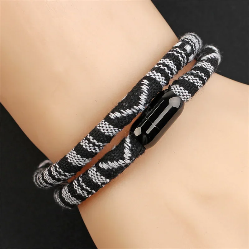 Bohemian Rope Man Bracelet Double Layer Macrame Braclet Beach Bijoux Homme Stainless Steel Clasp Braslet Pulseira Masculina Gift