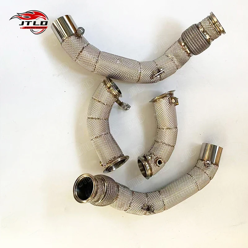 Stainless Steel Straight Pipe With Heat Shield Exhaust Downpipe For BMW F90 M5 M6 F9X With OPF