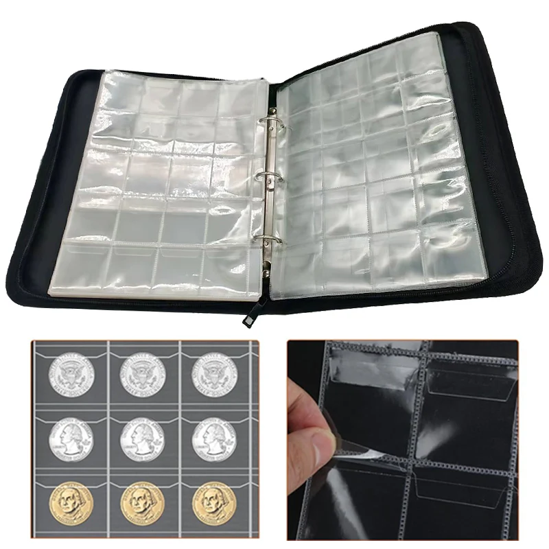 

360 Pocket Large Capacity Waterproof Coin Collection Currency Sleeve Album Money Coin Organiser for Currency Collection Supplies