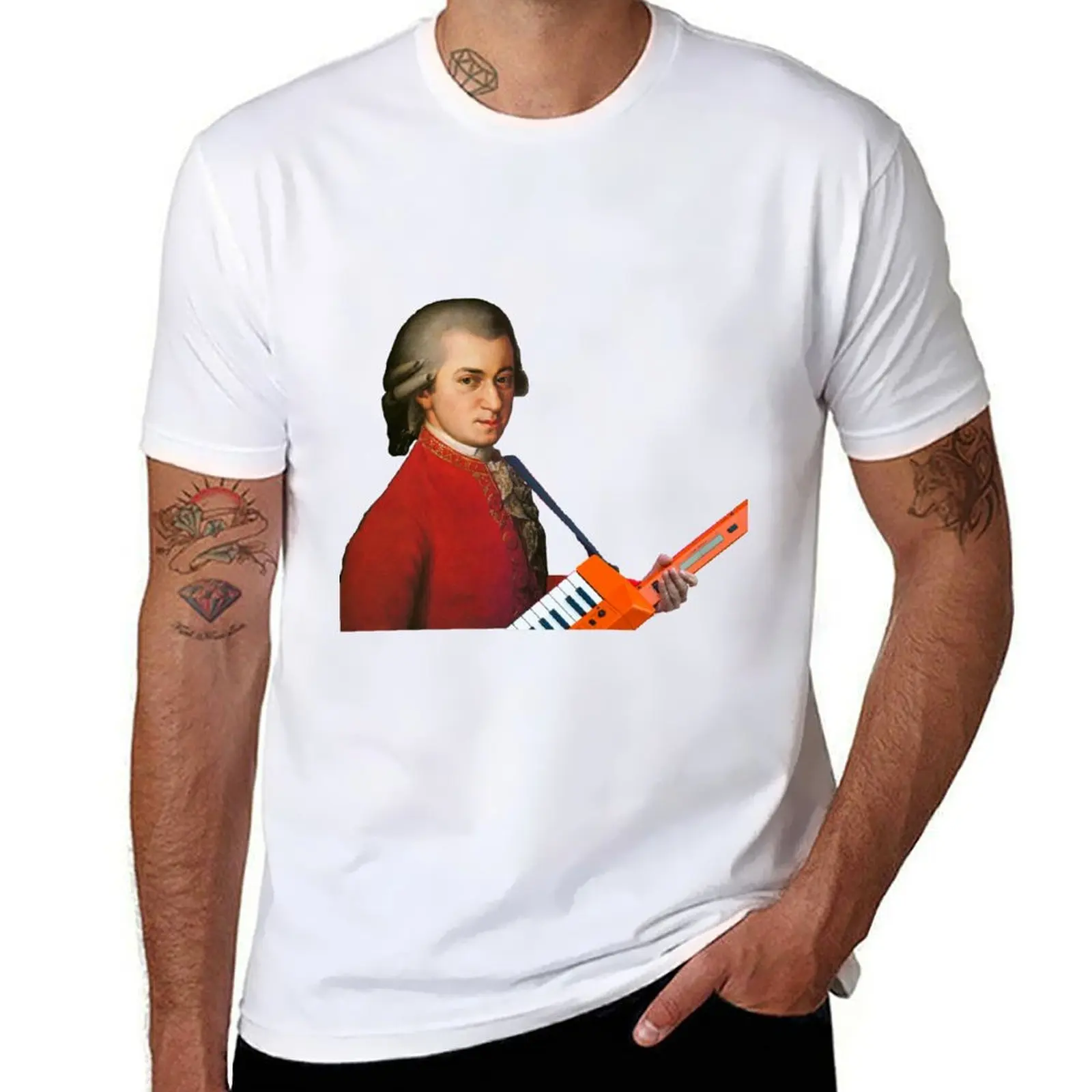 

Mozart with a keytar T-Shirt t shirts for man cotton man t shirt designer T-Shirt
