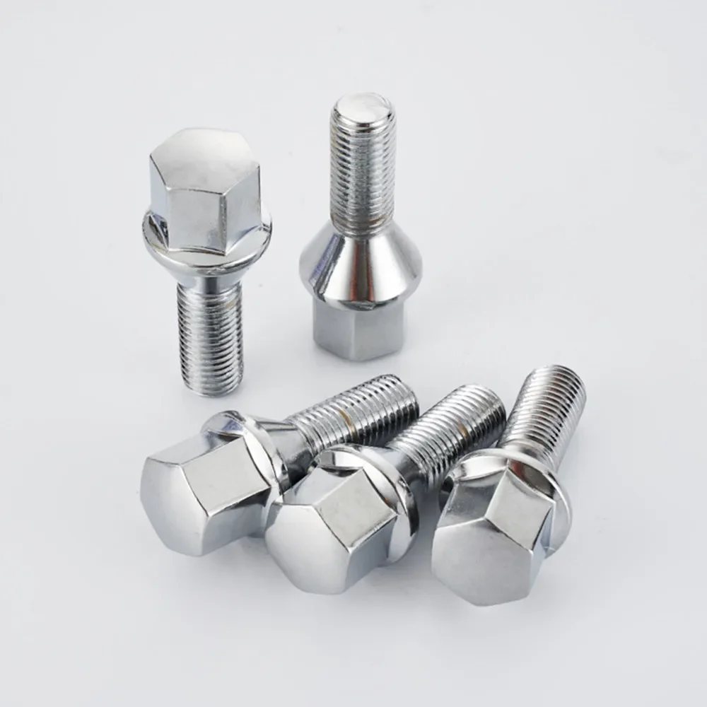 17mm Hex Cone Seat Wheel Lug Bolt  Shank Length 28mm/35mm/40mm/45mm  M14x1.5，M14x1.25  Wheel Bolts Sliver