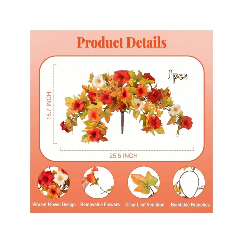 Flores artificiales de decoración de otoño, selecciones florales que no se decoloran resistentes a los rayos UV para decoración de jardín, balcón, Patio, porche