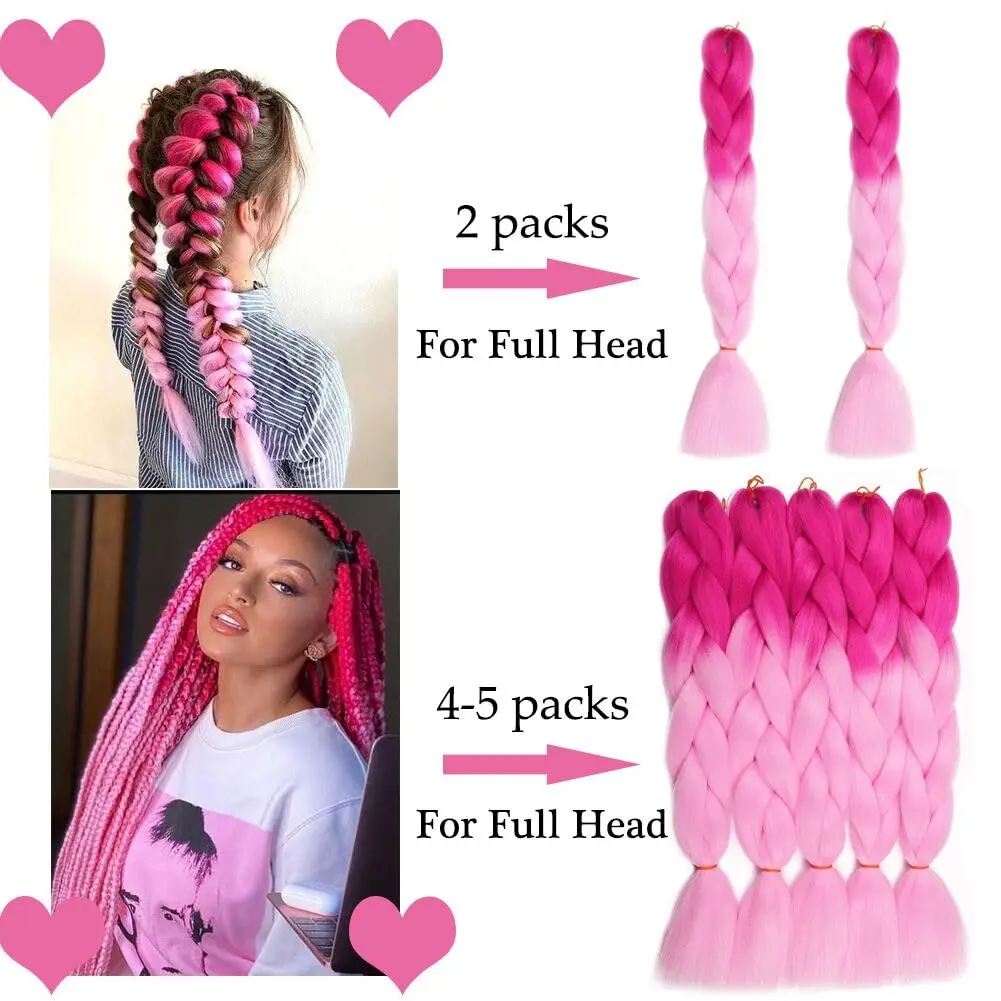 Synthetic Jumbo Braid Hair Expression Kanekalon For Hair Pre Stretched Braiding Hair Crochet Box Braids Ombre Colored Hairpiece