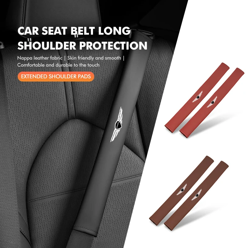 Car Seat Belt Shoulder Guard Leather Padding Auto Accessories For GENESIS Coupe G70 G80 G90 GV60 GV70 GV80 GV90