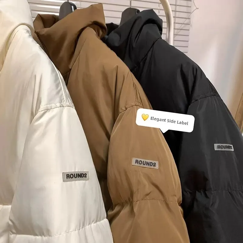 

Trendy Thiened Cotton Jaet Men's Winter Outerwear Stand Collar American Retro Bread Coat Stand Fit Long Sve Zipper ...