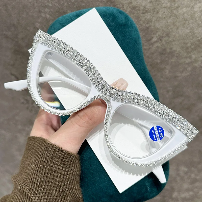 Unisex New Stylish Reading Glasses Men Women Large Blue Light Blocking Eyeglasses Luxury Oversized Cat Eye Far Sight Eyewear