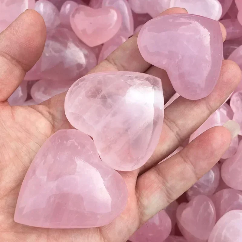 Quartz 7 Chakras Energy Healing Gemstones Home Decor Natural Heart Shaped Crystals Stones Mini Ornaments Reiki Rose