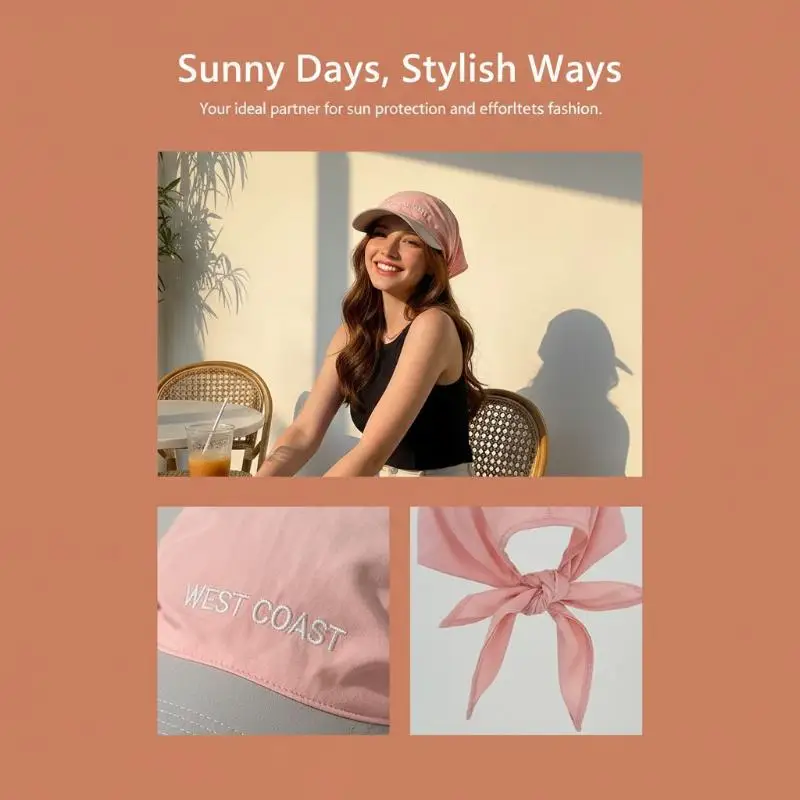 Women Lightweight Sun Hat Contrast Brim UV Protection Breathable Headscarf for Gardening Commute Outdoor Use