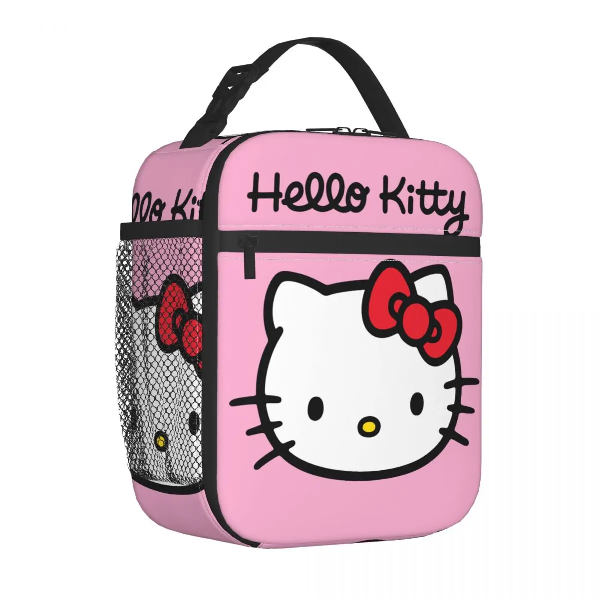 Bolsa de almuerzo personalizada de Hello Kitty para mujer, fiambrera térmica con aislamiento, bolsas de mano a prueba de fugas para niños y escolares