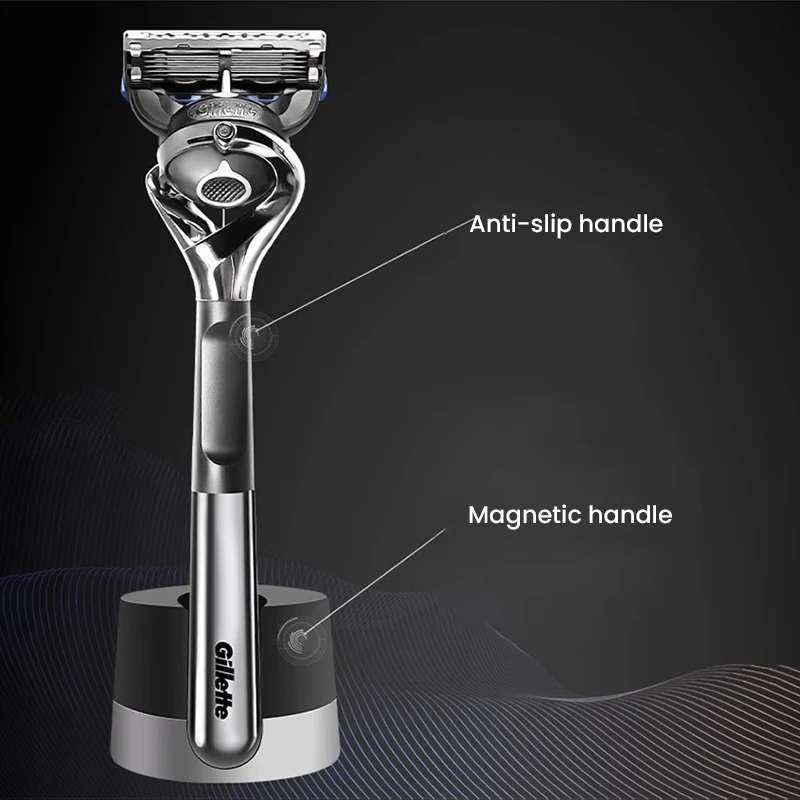 Gillette Fusion5 ProGlide Razor 5 Blades Precision Trimmer Flexible Head Lubrication Strip Anti-Slip Handle Magnetic Stand