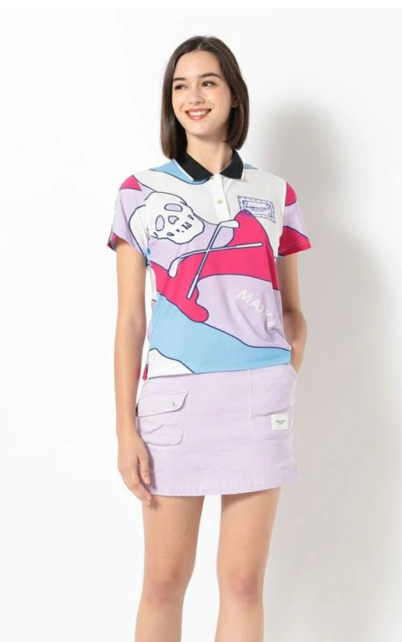 

Women's Golf Short-Sleeve Fashionable Sporty Color-Block Cool-Touch Polo Shirt