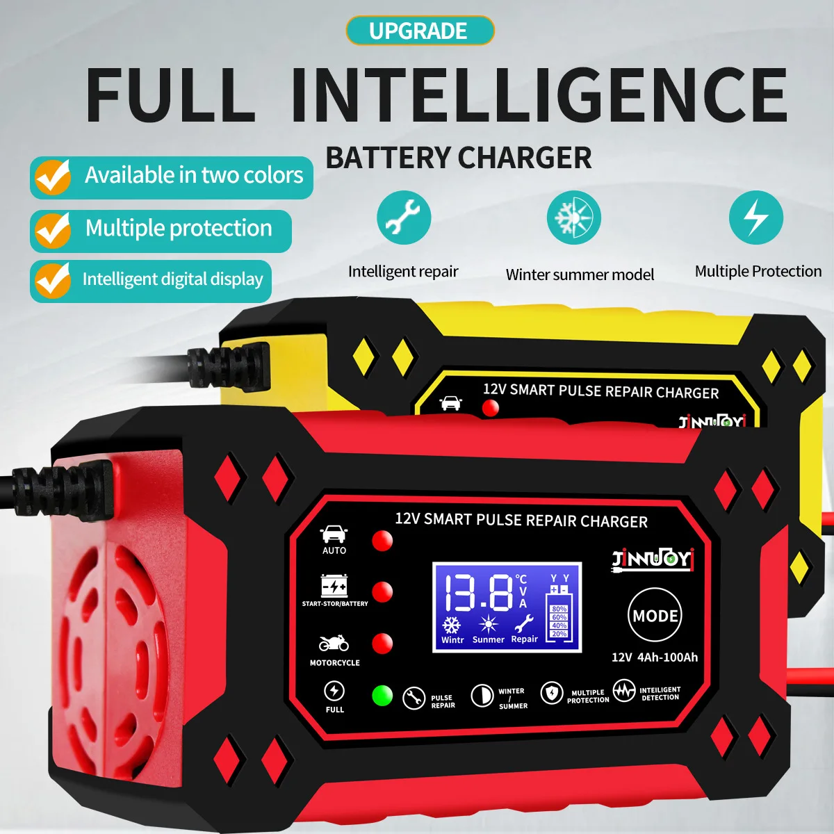 Factory wholesale car battery battery 12v6a intelligent pulse repair charger motorcycle lead-acid battery