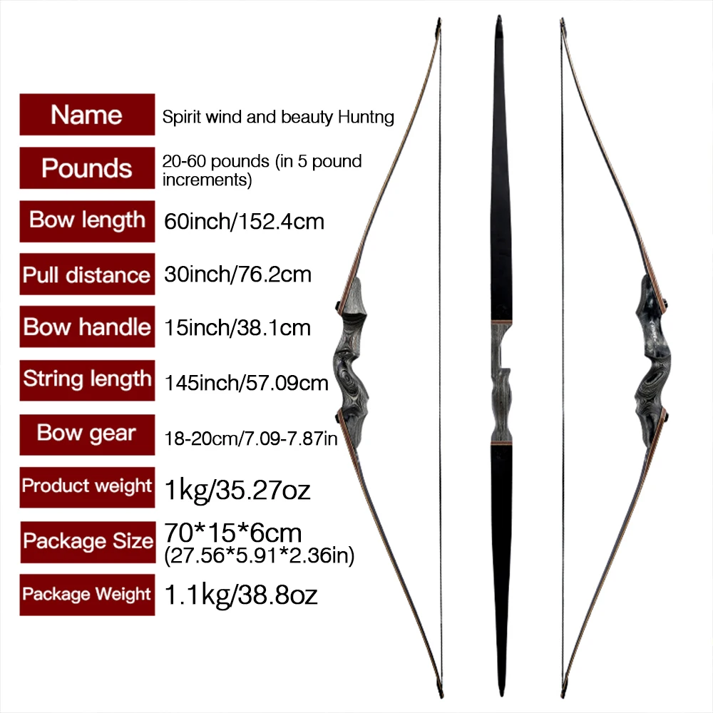 New American Reflex Bow Light Technology Wood Bow and Arrow Equipment More than One Pounds Laminated Craft Tough and Durable Ref