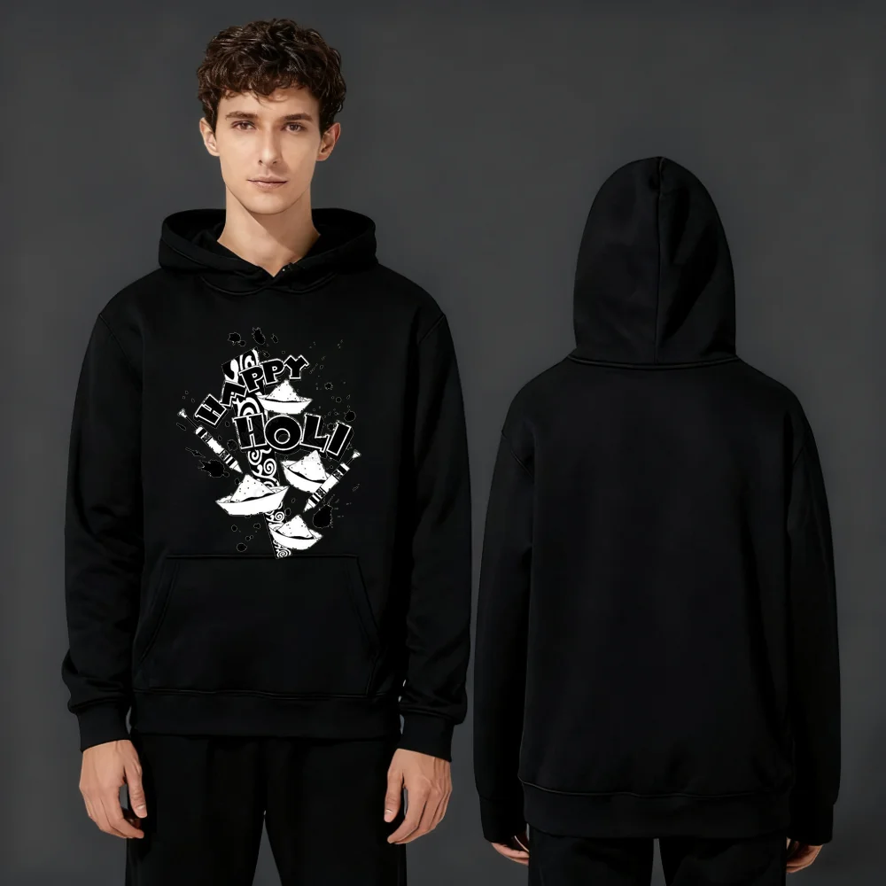 La nuova felpa pesante 300G allentata e casual del marchio streetwear Y2K alla moda del 2025 presenta stampe di barche in bianco e nero