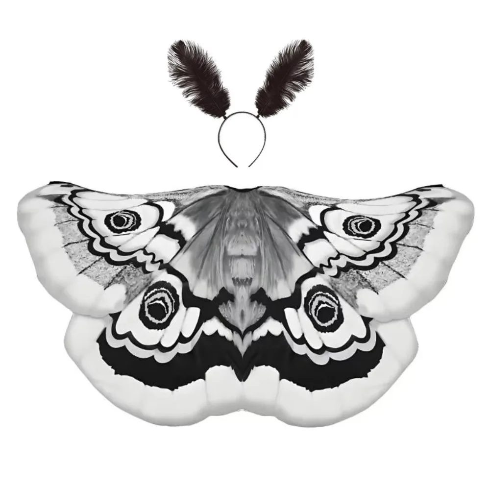 Elegant Polyester Butterfly Wing Shawl with Headpiece DIY Decor Moth Themed Costume Moth Shawl Halloween Event