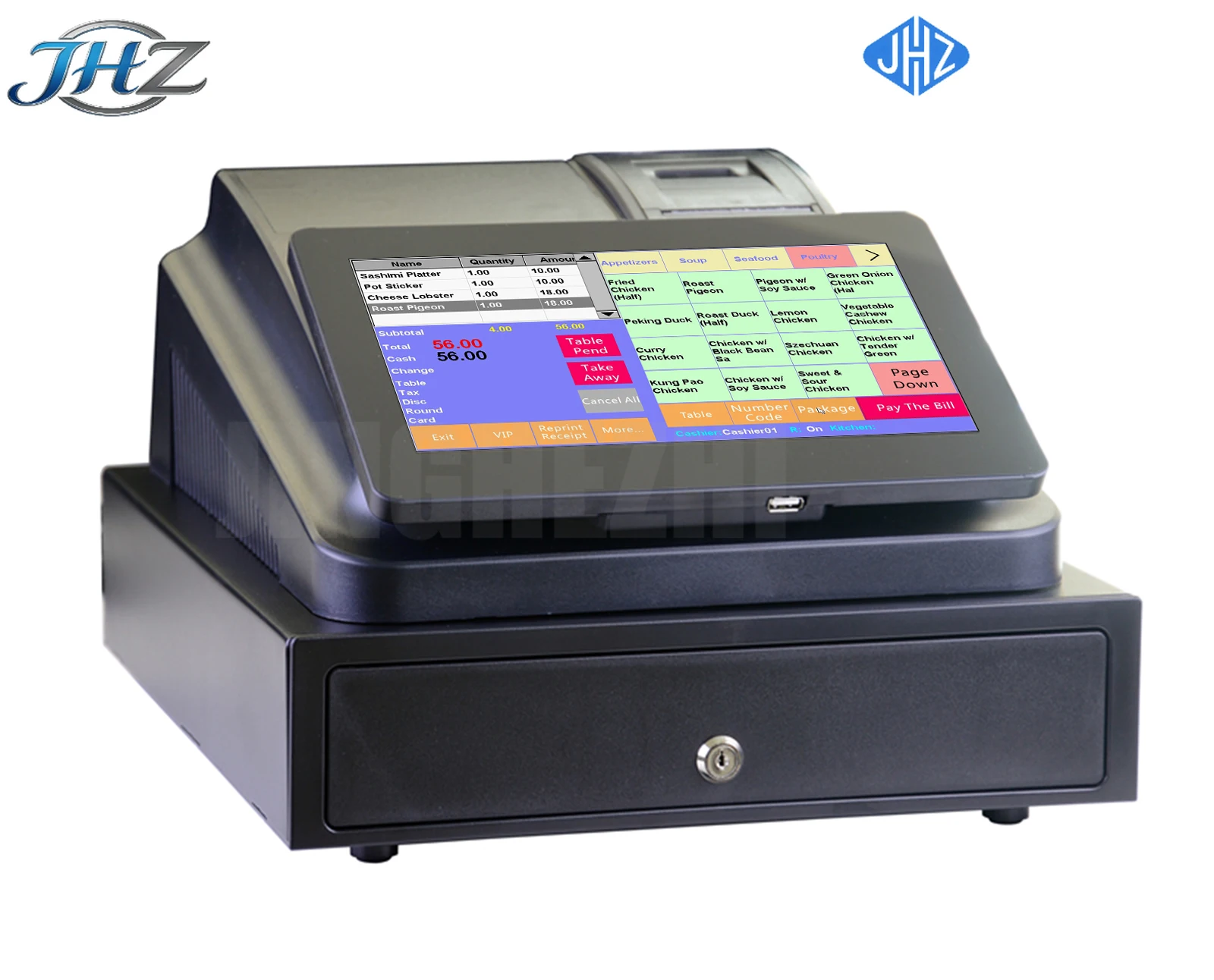 JHZ for C86D Retail Shop Embedded Software POS Machine 10.1 inches With Cash Drawer