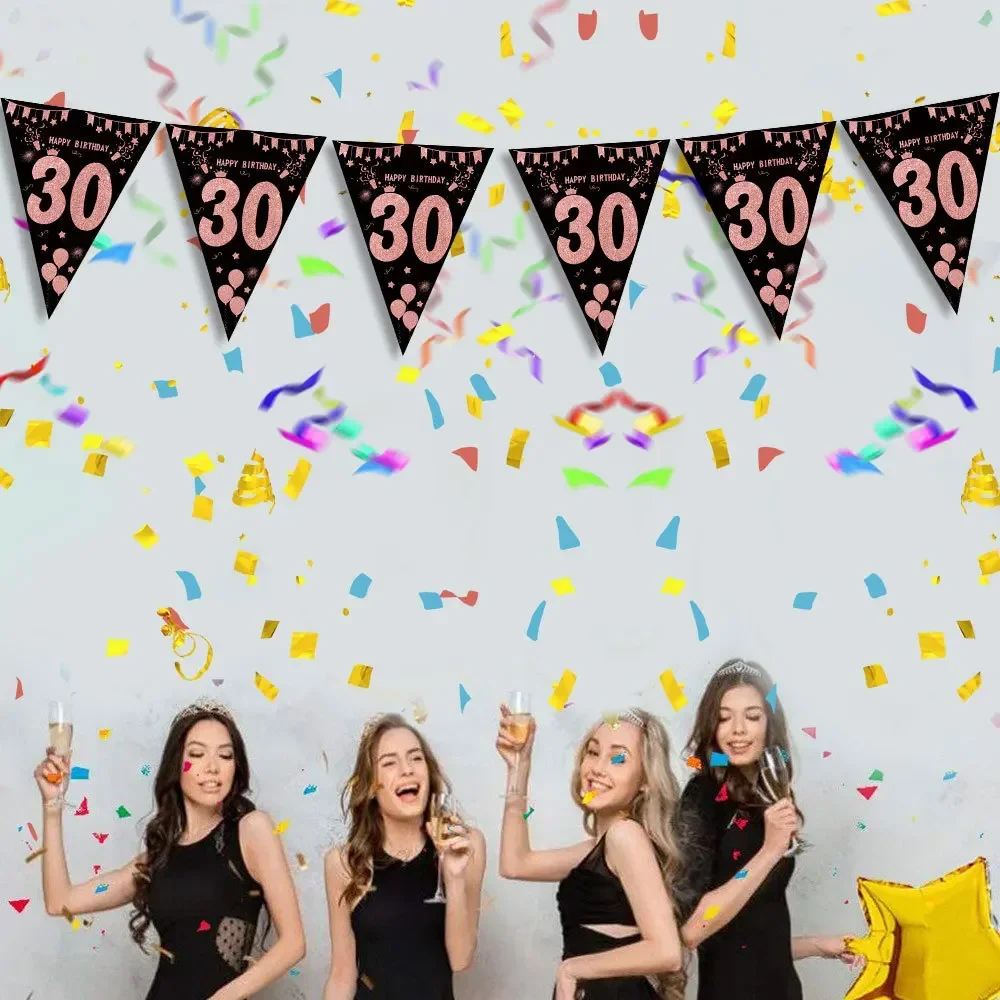 

Pennants 18 21 30 40 50 60th Birthday Party Decorations Rose Gold Flag Banner