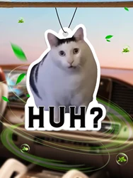 Huh? Cute White Cat Emoji Car Fragrance Tablets, Wardrobe Air Freshener, Perfume, Rearview Mirror Decoration, Car Interior Pendant, Natural Scent to Purify the Air, Anime Cartoon Toilet Fragrance Sachet, Living Room Office Room Bedside Hanging Ornament.