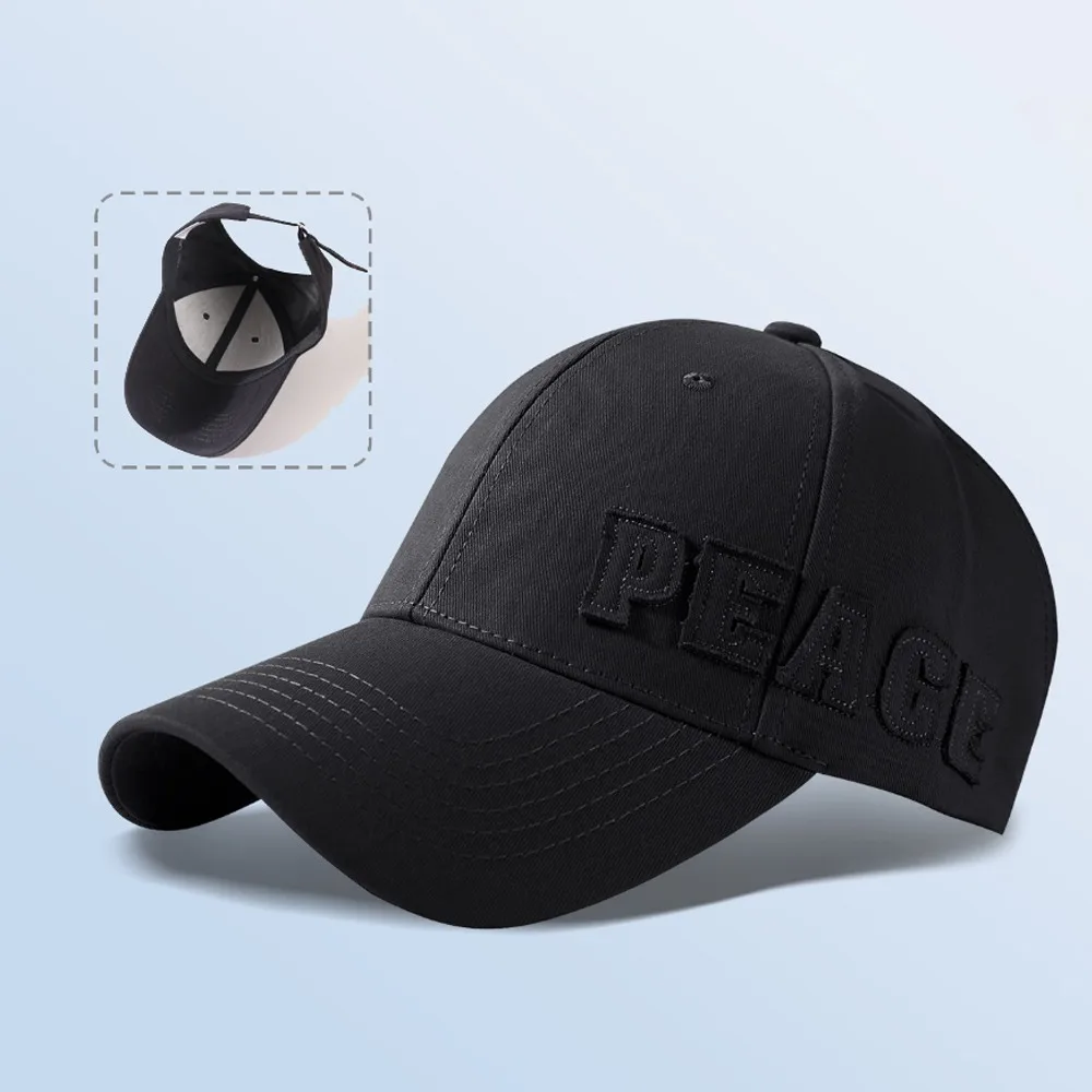 Fashion PEACE Embroidery Ponytail Baseball Cap Curved Brim Adjustable Hollow Back Hat Hollow Top Messy Bun Hat Women