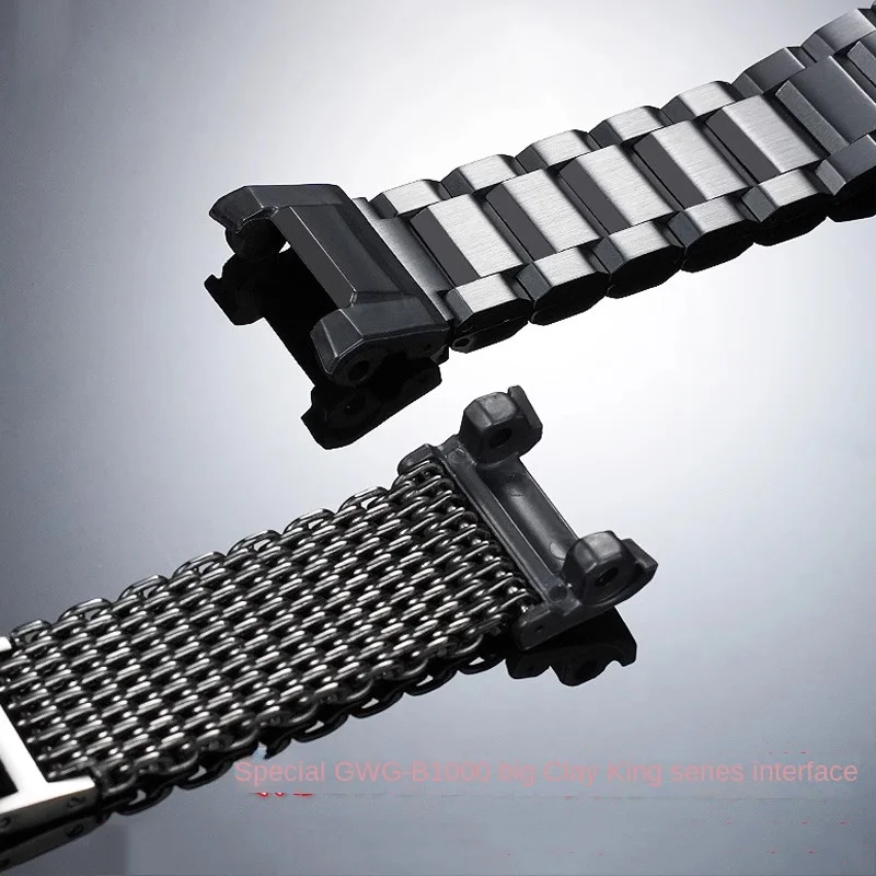 Modified  Metal Solid stainless steel Watchband For G-SHOCK Casio third-generation Big Mud King GWG-B1000 strap resin adapter