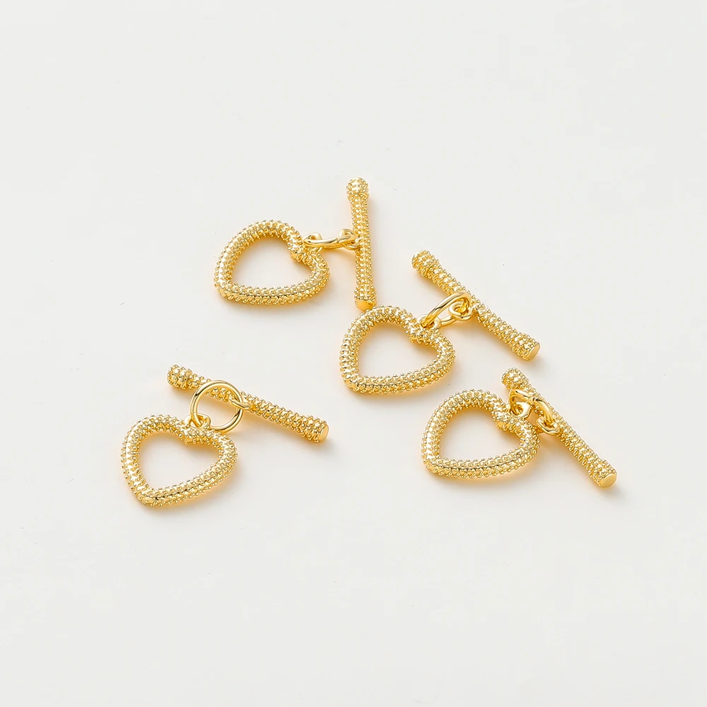 4 conjuntos coração o toggle fechos 14k/18k ouro cor banhado a bronze para diy pulseira colar descobertas jóias acessórios atacado