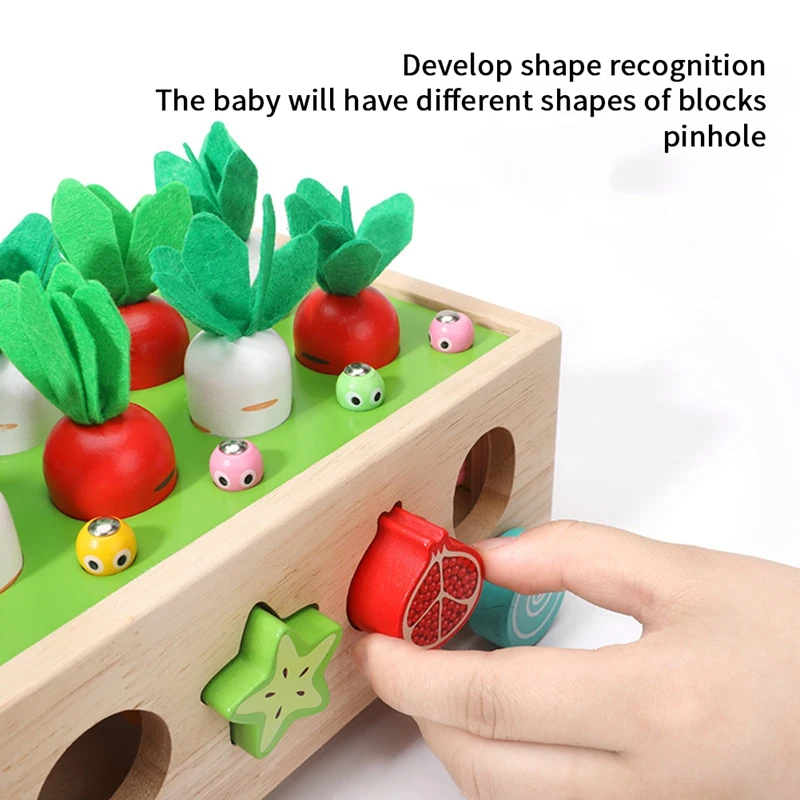 Multifunctional Toy From 1 2 3 Years Carrot Plug-In Game Gift Wooden Toy Easy To Use