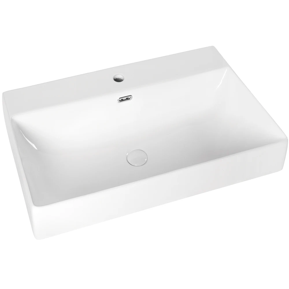 

European Modern Single Sink Bathroom Vanity White Ceramic Counter Top with Polished Finish for Hotel or Home Use