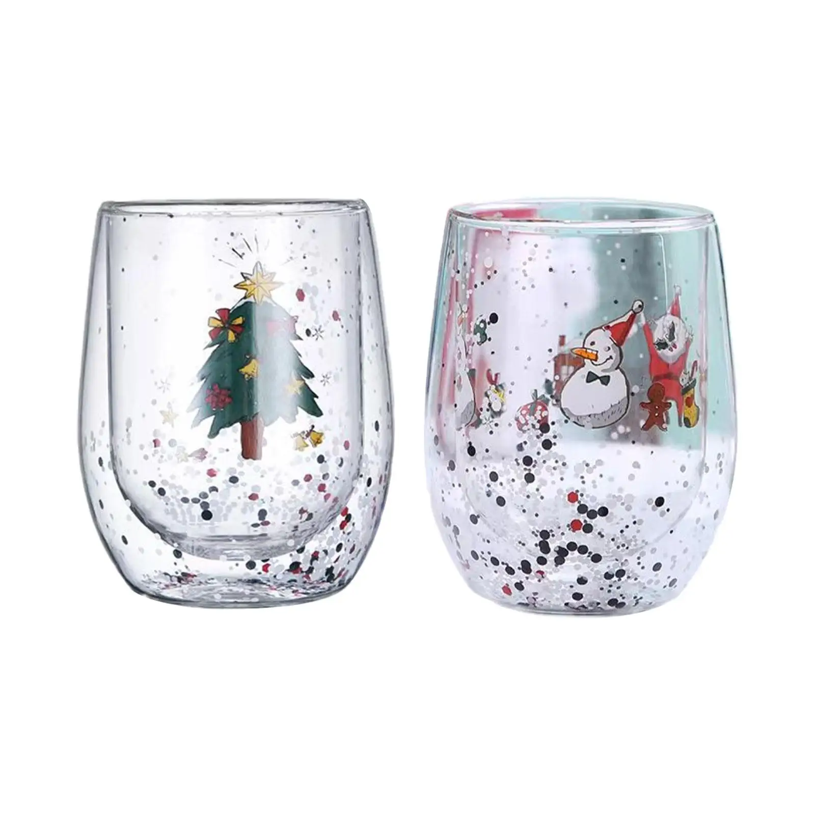 Cute Christmas Tree Mug 300ml Glass Coffee Mug for Christmas Elements Latte