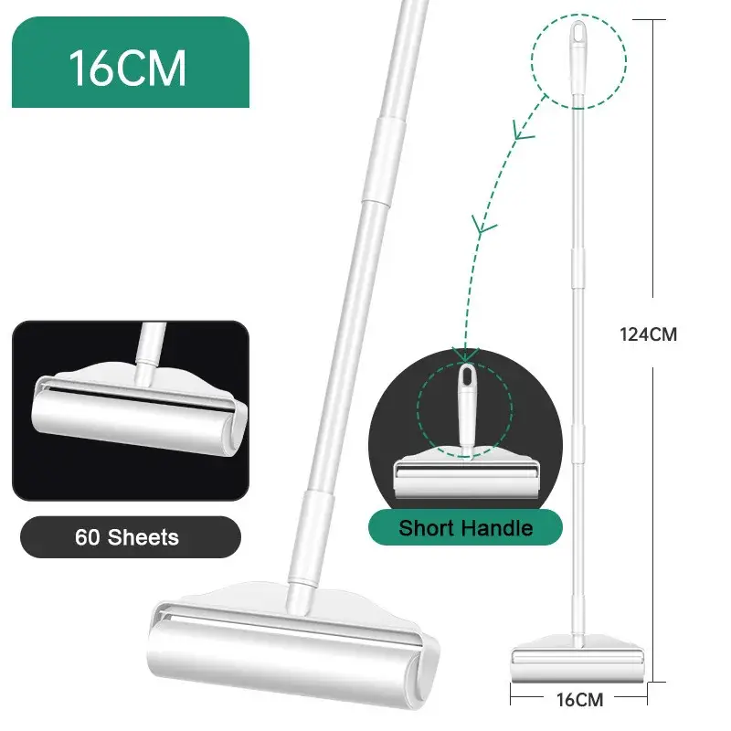 Long Handle Lint Roller Brush Pet Hair Remover Roller Retractable Dust Hair Roller Stick Tearable Clothes Bed Hair Removal Brush - Image 9