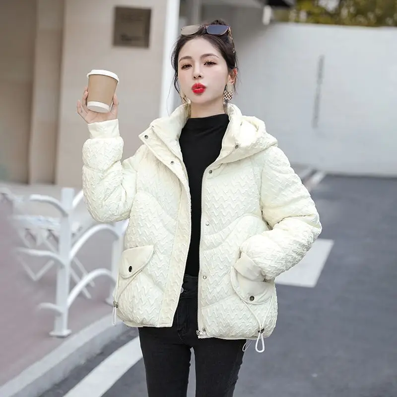 2025 New Winter Jacket Women Warm Parkas Long Sleeve Tops Casual Cotton Padded Jackets Black Khaki Hooded Outerwear Female