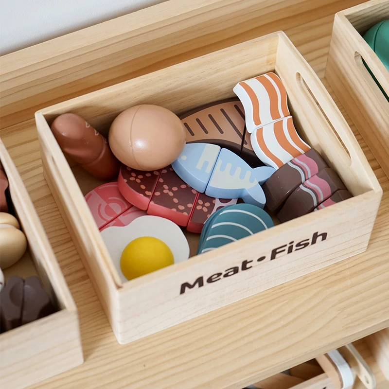 Wooden Cut Fruits & Veg Set, Safe Montessori Toy for Kids, Pretend Play, Eco-Friendly, Gift Idea.