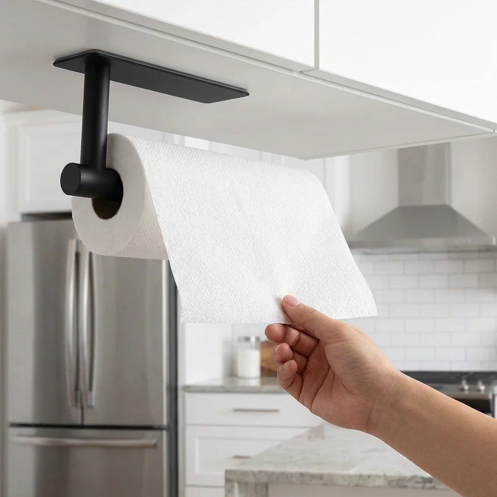 

Держатель для бумажных полотенец theaoo - держатель для бумажных полотенец под шкаф для кухни, самоклеящаяся подставка для рулонов бумажных полотенец для ванной комнаты.