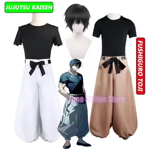 Anime Jujutsu Kaisen Fushiguro Toji Cosplay Costume Aldult Unisex Pants Wig Halloween Rave Combat Fushiguro Cosplay Costu BI2397