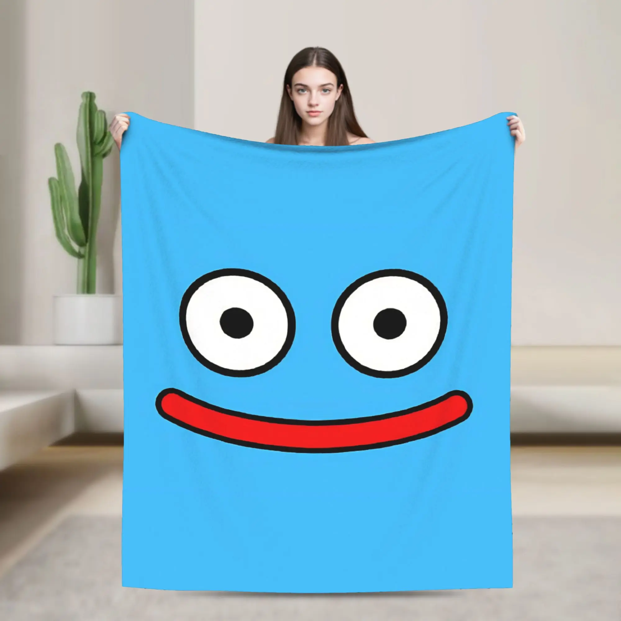 Dragons Quests Game Fleece Blankets Slime Face Funny Throw Blankets for Home 200x150cm Rug Piece