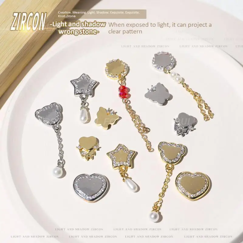 الزركون مسمار الفن مجوهرات مسمار حجر الراين ضوء الظل الإسقاط سلسلة قلادة مانيكير مسمار الفن الديكور مسمار الملحقات