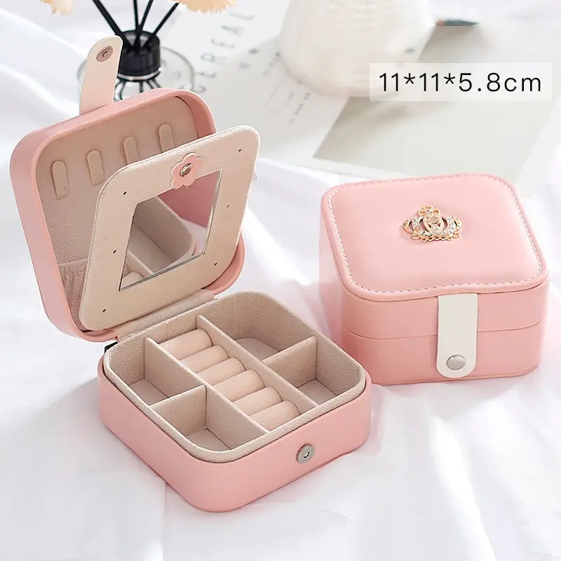 Double Layer Leather Jewelry Box for Men and Women