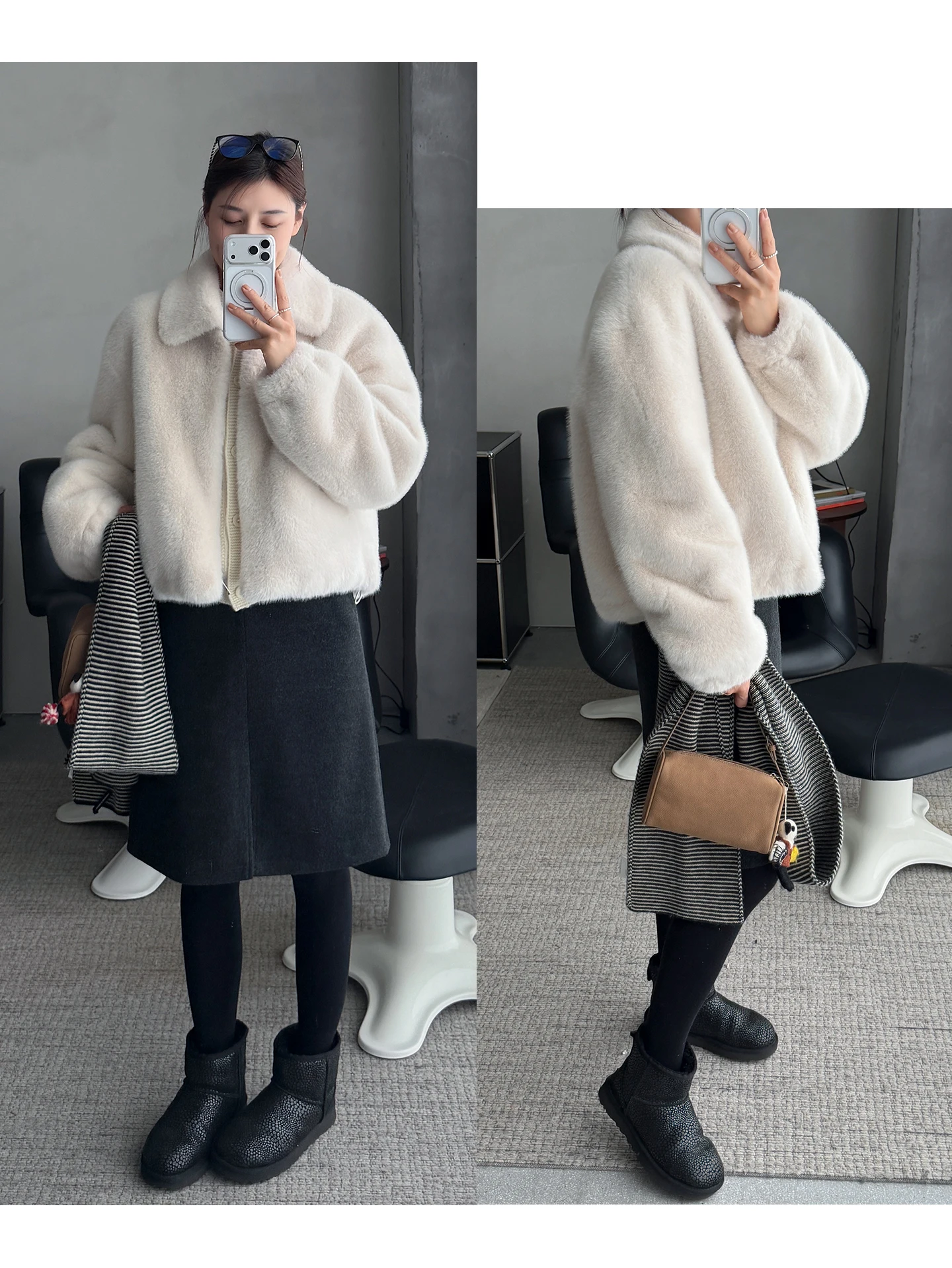 

Элегантная шуба из искусственного меха с воротником на молнии, свободного кроя, универсальная, теплая, в повседневном стиле, укороченная, без отстегивающихся элементов