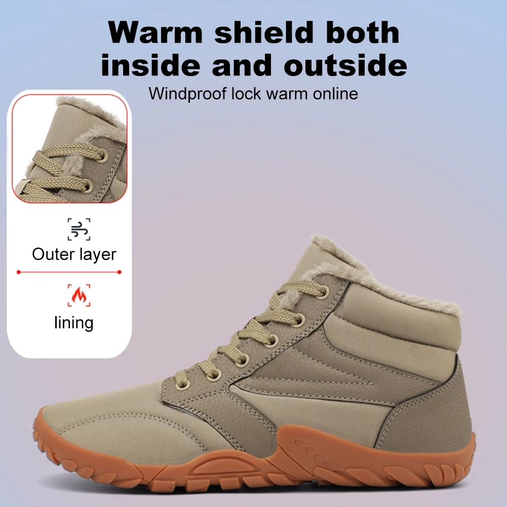 

Winter Snow Boots Cold-Proof Trekking Shoes Waterproof High-Top Booties Anti Slip Wide Toe Box Ankle Booties for Hiking Climbing