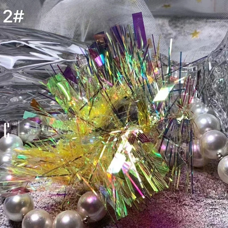 4 Kleurverloop Aurora Cellofaan Nagelstickers, Spiegelontwerp Gebroken Glazen Nagelstickers 3d Gebroken Glas