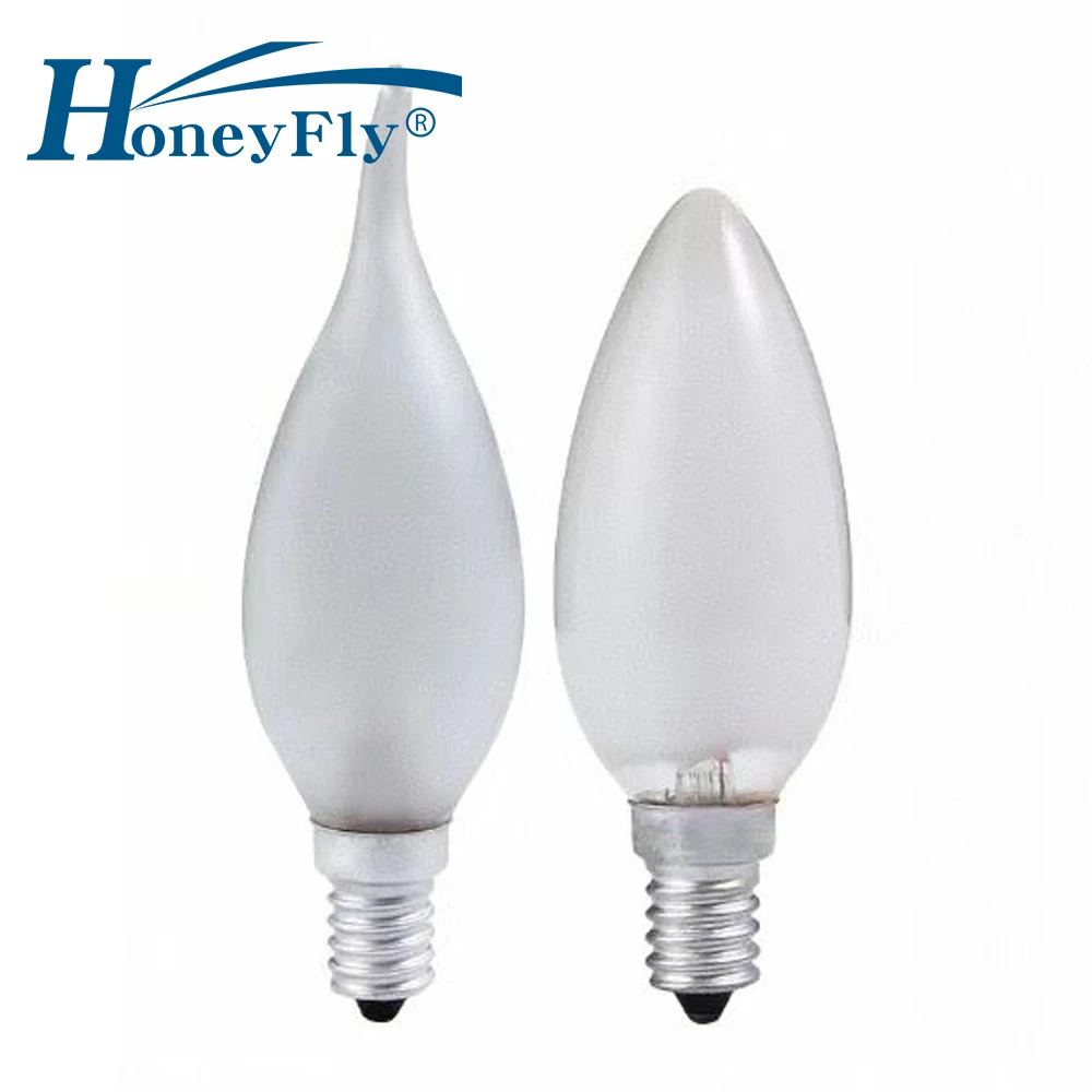HoneyFly 10 шт. C35 Свеча накаливания Лампа E14 220 В 25 Вт 40 Вт 60 Вт Матовый теплый 2700 К Вольфрамовый провод Наконечник Хвост Ретро Свеча Свет