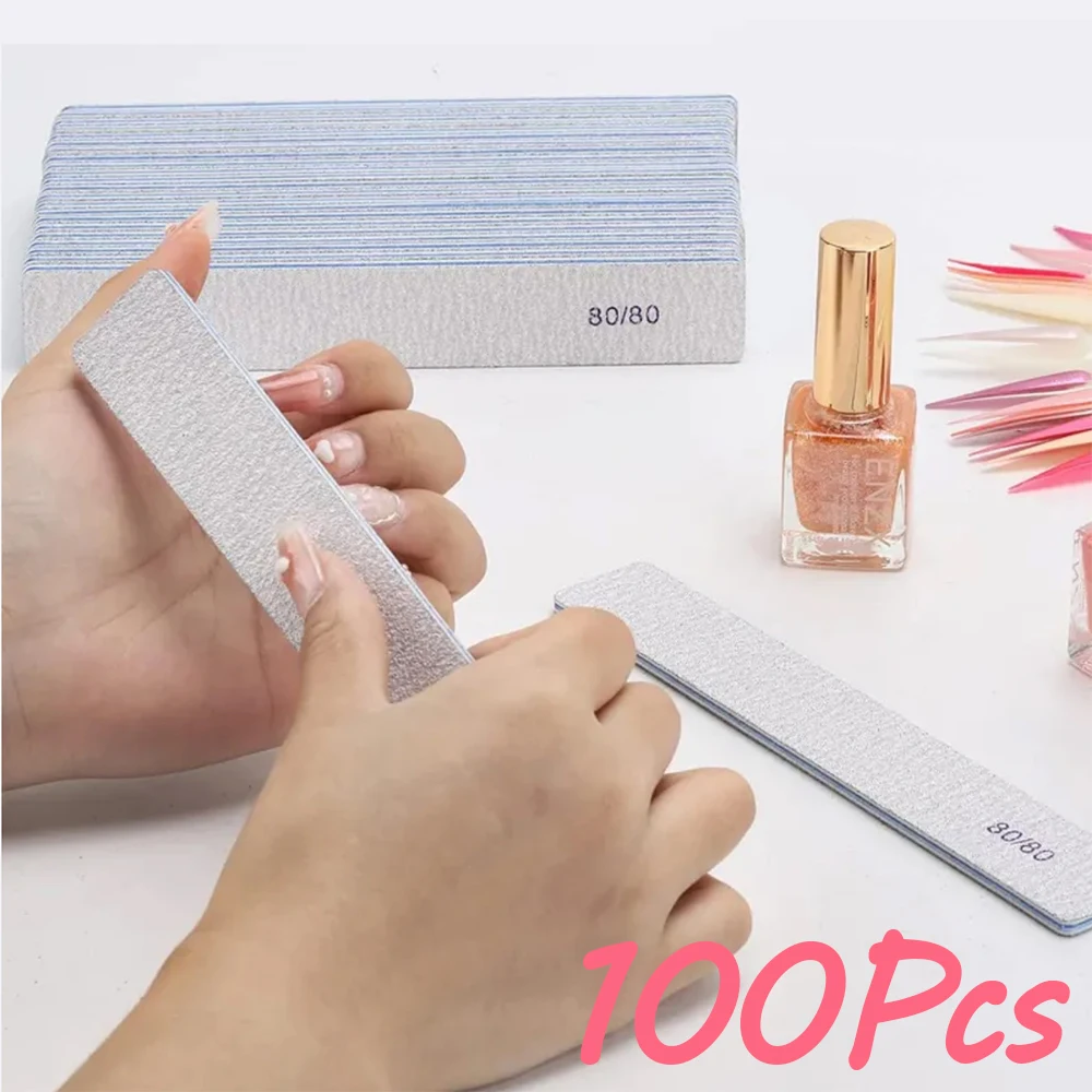 

Professional 100PCS Nail File Double Side 80/100/180 Emery Board Sandpaper Polishing Files