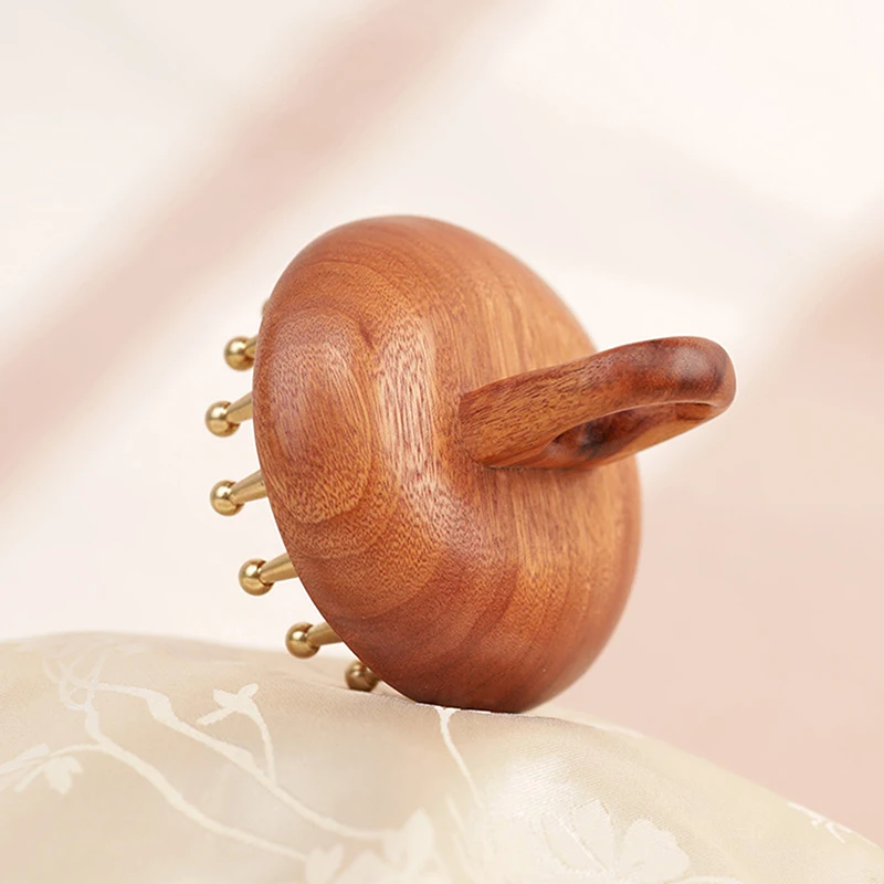 Tooth Solid Copper Meridian Brush Red Sandalwood Handle Massage Brush Multipurpose Beauty Body Relaxation Sculpting Massage Tool