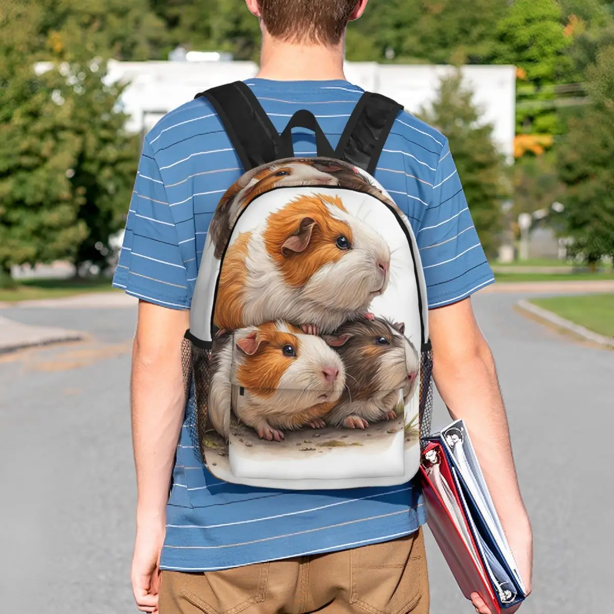 Chic Guinea Pig Pyramid Backpack Student BookBag Kids School Bag Laptop Shoulder Bags for Men Women
