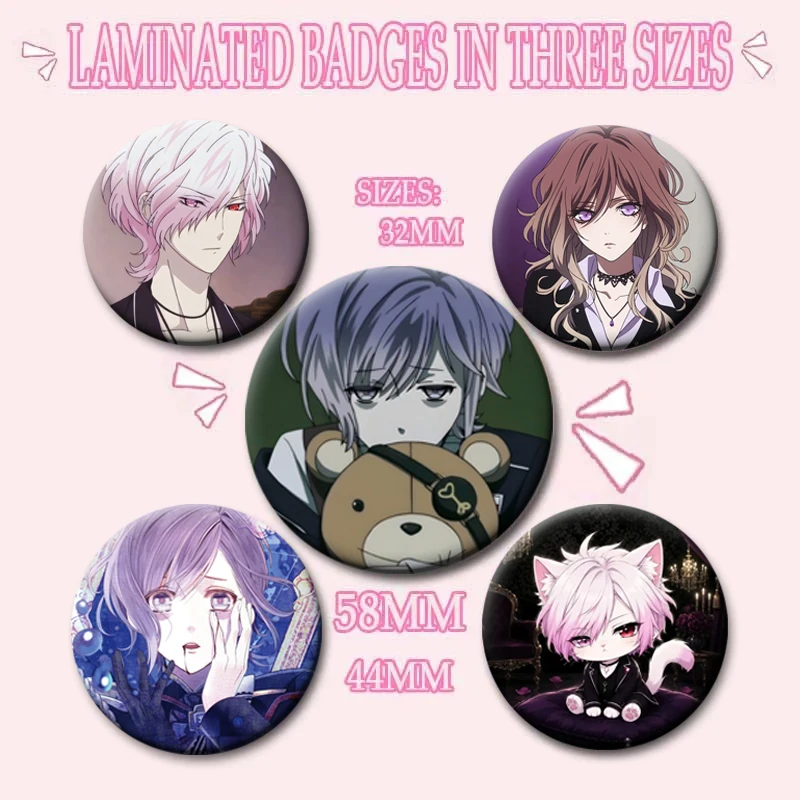 Cartoons DIABOLIK LOVERS Peripheral Enamel Pins Creative Brooches Round Badge for Bag Clothes Decor Jewelry Accessories Gifts