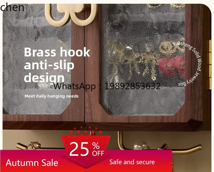 

solid wood wall-mounted jewelry storage box nail-free wall display rack jewelry box home accessories
